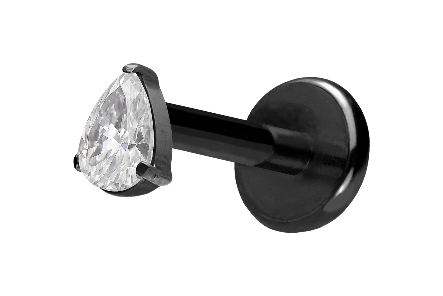 Titan Labret Piercing mit Push Fit KRISTALLTROPFEN